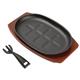 Olympia Cast Iron Oval Sizzler with Wooden Stand 28cm