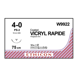 Coated VICRYL rapide Suture: 19mm 75cm undyed 4-0 1.5 (x12)C