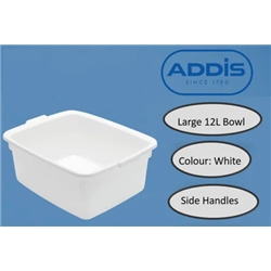 Addis Plastic WHITE Butler Large Rectangular Bowl 12.5 Litre - PACK (3)