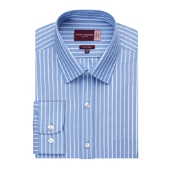 Brook Taverner Rufina Classic Fit Long Sleeve Shirt Blue/White Stripe 19 Collar 7540C