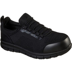 Skechers Work Synergy Omat S1 P SRC ESD Safety Trainer Black [Size UK 12/ EU 47.5]