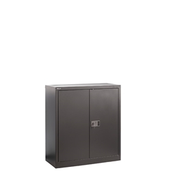 Steel contract cupboard with 1 shelf 1000mm high - black