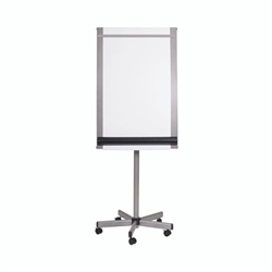 Bi-Office Roll Up Mobile Flipchart Easel; Dry-Wipe Silverfinish Surface; Grey Aluminium Structure; 700x1000mm
