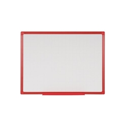 Bi-Office Maya Non-Magnetic Gridded Whiteboard; Dry Erase Surface; Red Plastic Frame; 2400x1200mm