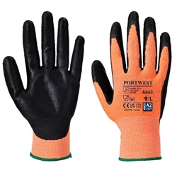 Portwest Amber Cut Glove 1 Pair Nitrile Foam 2XL Orange/Black A643AMRXXL
