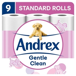 Andrex Gentle Clean White Toilet Roll 9 Pack - PACK (5)