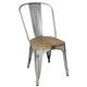 Bolero Bistro Side Chairs with Wooden Seat Pad Galvanised Steel (4 pack)