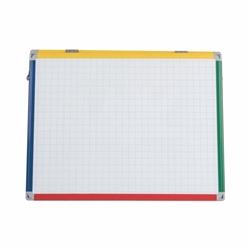Bi-Office Schoolmate Desktop Magnetic Whiteboard Easel; 60x45cm; Dry-Wipe Lacquered Steel Surface; 4-Colour Aluminium Frame