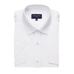 Brook Taverner Olympus Classic Fit Pilot Short Sleeve Shirt White 17 Collar 7746A