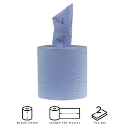 Jantex Centrefeed Blue Rolls 2-Ply 120m (6 pack)