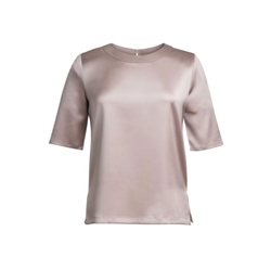 Brook Taverner Ravenna Half Sleeve Satin Blouse Taupe UK 10 Regular 2362E