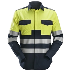 Snickers 8563 Protecwork Long Sleeve Welding Shirt High Visibility Class 1 Navy/Yellow Large