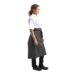 Whites Bistro Apron Black/White Butchers Stripe 900x800mm