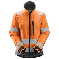 Snickers 1237 Allroundwork Womens High Visibility Softshell Jacket Class 2/3 Orange/Steel Grey Large [Regular]