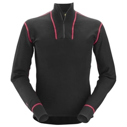 Snickers 9462 Protecwork Half Zip Wool Long Sleeve Shirt Black Small 