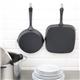 Vogue Square Cast Iron Ribbed Skillet Pan 24cm