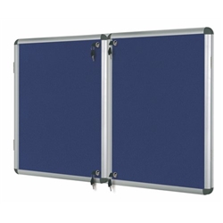Bi-Office Enclore Fire Retardant Display Case; Blue Fabric Surface; 2 Lockable Acrylic Doors; Aluminium Frame; 1830x1230mm - 32x A4