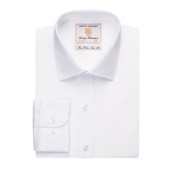 Brook Taverner Chelsea Slim Fit Short Sleeve Cotton Shirt Poplin White 15 Collar 7762A
