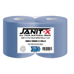 Janit-X Eco 100% Recycled XL Wiper/Forecourt Rolls Rolls Blue 2 x 400m x 280mm
