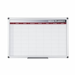 Bi-Office Maya Magnetic Week Planner; Printed Lacquered Steel Surface; Aluminium Frame; 900x600mm