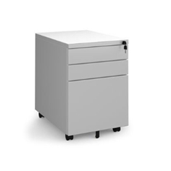 Steel 3 drawer wide mobile pedestal - silver