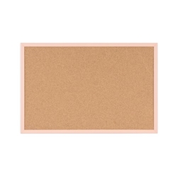 Bi-Office Pastel Cork Notice Board; 60x40cm; Cork Surface; Pastel Salmon-Lined MDF Frame
