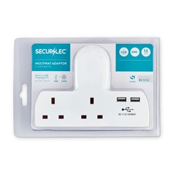 Securlec T-Shape 2 Way Adaptor With 2 USBs