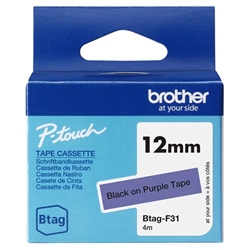 Brother 12mm Black on Purple Tape - BTAGF31