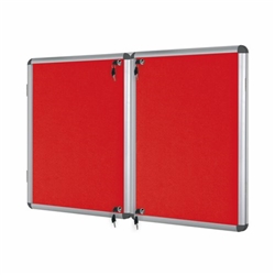Bi-Office Enclore Display Case; Red Felt Surface; 2 Lockable Acrylic Doors; Aluminium Frame; 2430x1230mm - 40x A4