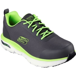 Skechers Work Arch Fit SR Ringstap S3 SRC Safety Trainer Charcoal/Lime [Size UK 10/ EU 45]