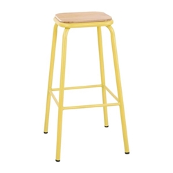 Bolero Cantina High Stools with Wooden Seat Pad Yellow (4 pack)