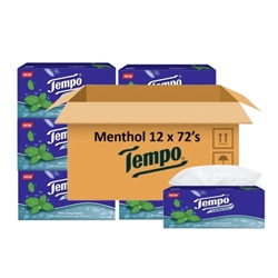 Tempo Menthol Tissues 3ply 72â€™s - 47554 - PACK (12)