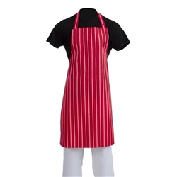 Whites Butchers Stripe Bib Apron Red/White