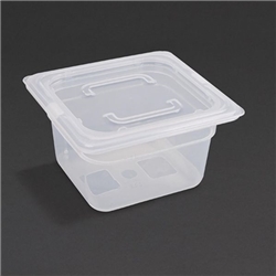 Vogue Polypropylene 1/6 Gastronorm Container with Lid 100mm (4 pack)