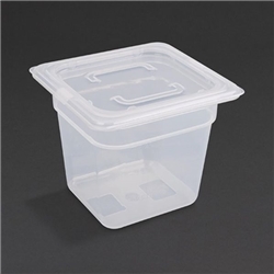 Vogue Polypropylene 1/6 Gastronorm Container with Lid 150mm (4 pack)