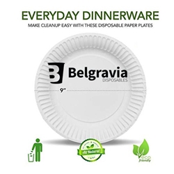 Belgravia Disposable Paper Plates (23cm, 9â€) 100's  - PACK (10)