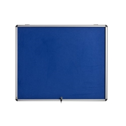 Bi-Office Enclore Fire Retardant Display Case; Blue Fabric Surface; Lockable Acrylic Door; Top Hinged; Aluminium Frame; 953x924mm - 12x A4