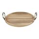 Olympia Round Dish Acacia Wood Metal Handles 345x305x80mm