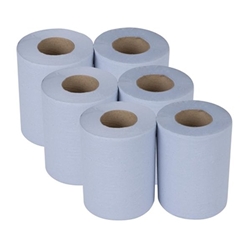 Nisbets Essentials Centrefeed Blue Rolls 2-Ply 320 Sheets (6 pack)