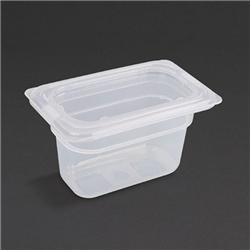 Vogue Polypropylene 1/9 Gastronorm Container with Lid 100mm (4 pack)