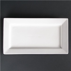 Olympia Lumina Wide Rim Rectangular Plates White 310mm (2 pack)