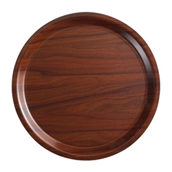 Cambro Mykonos Laminate Round Canteen Tray Walnut 380mm