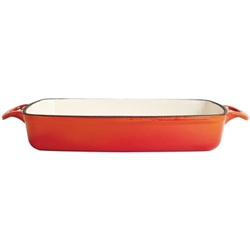 Vogue Orange Rectangular Cast Iron Dish 2.8Ltr