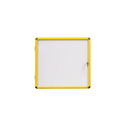 Bi-Office Ultrabrite Enclore Magnetic Display Case; 72x98cm (9xA4); Drywipe Lacquered Steel Surface; Acrylic Door; Yellow Aluminium Frame