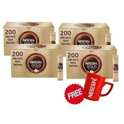 Nescafe Gold Blend One Cup Sticks Coffee Sachets (Pack of 800) with FREE Nescafe Mug