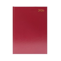 5 Star Desk Diary 2 Page Per Day A4 Burgundy 2026 KF2A4BG26