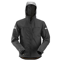 Snickers 1229 Allroundwork Soft Shell Jacket With Hood Black Small [Regular]