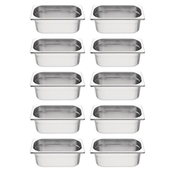Vogue Stainless Steel Gastronorm Container Kit 1/4 (10 pack)