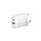 MediaRange GaN Fast Charging Adapter UK Plug 1xUSB-C and 1xUSB-A 25W White MRMA112-UK