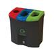 Meridian Recycling Bin Triple Mixed Plastics Cardboard Mixed Recycling 87L Blk/Grn/Wht 81893/16/G2
